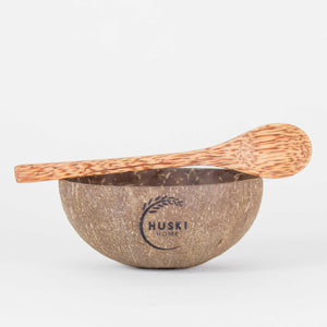huski home eco friendly sustainably made coconut shell bowl - coconut bowls for cereal, soups, smoothies, and more