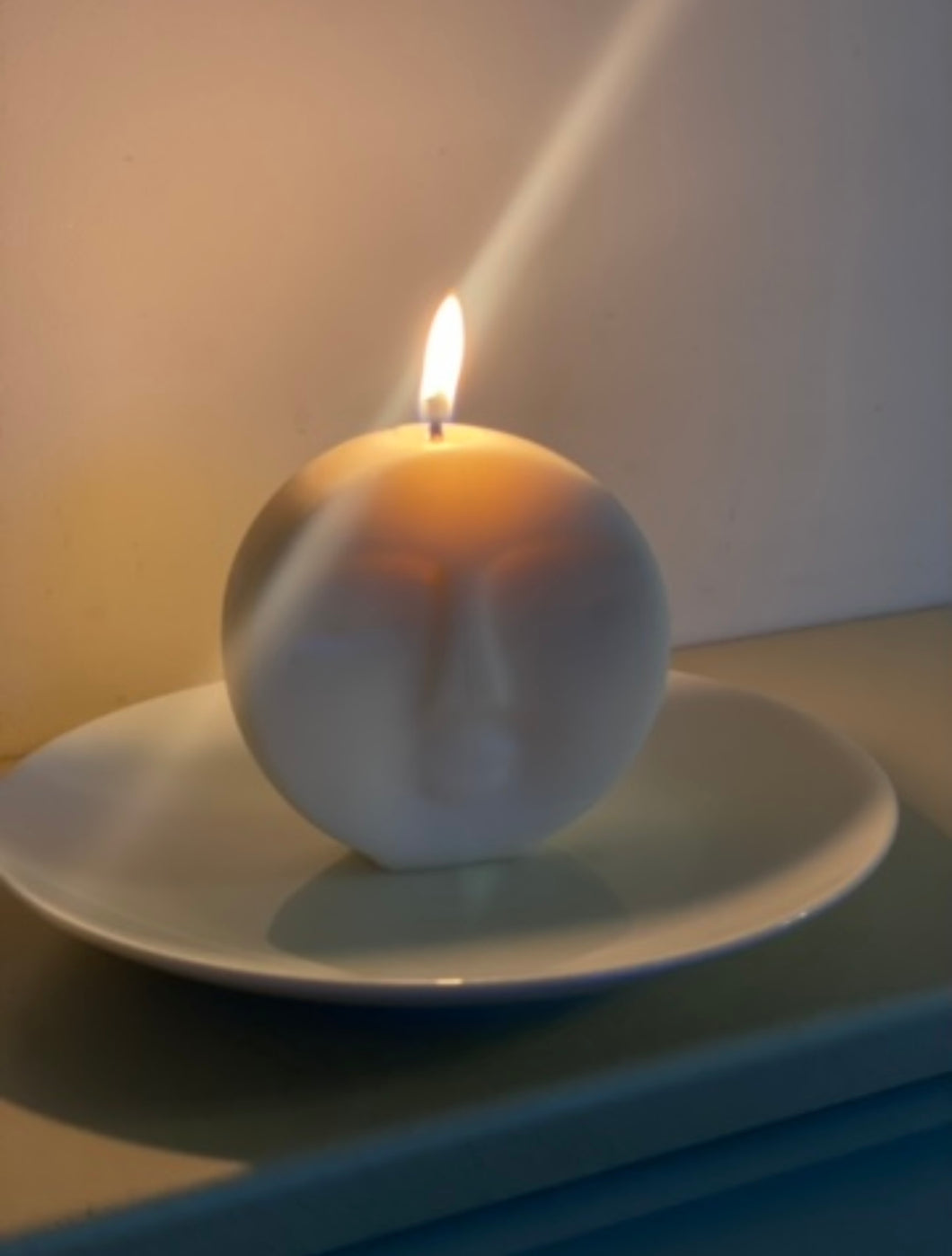Moon Face Sculpted Candle