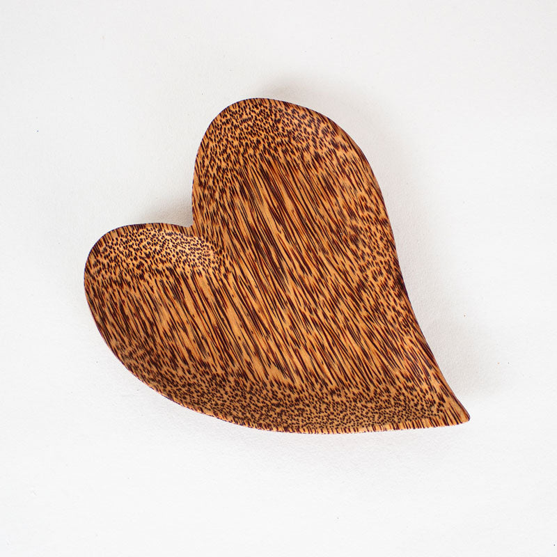 huski home wood heart coconut wood plate