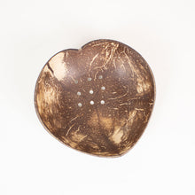 Load image into Gallery viewer, huski home eco friendly sustainably made coconut shell soap dish shaped as a leaf
