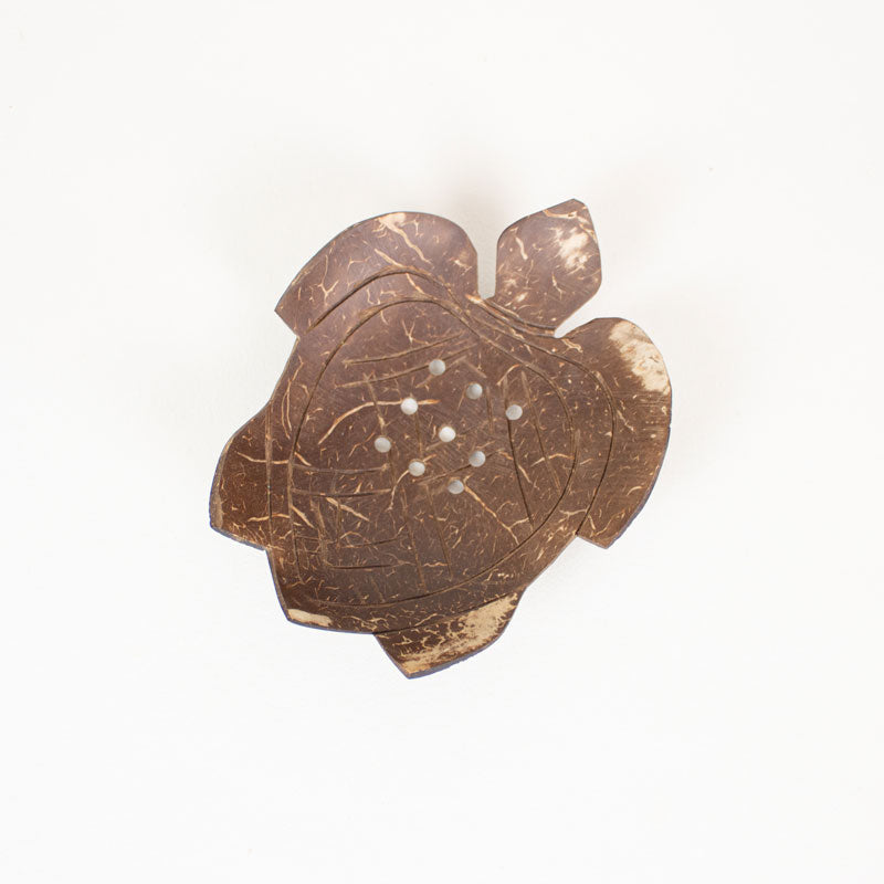huski home eco friendly sustainably made coconut shell soap dish shaped as a turtle