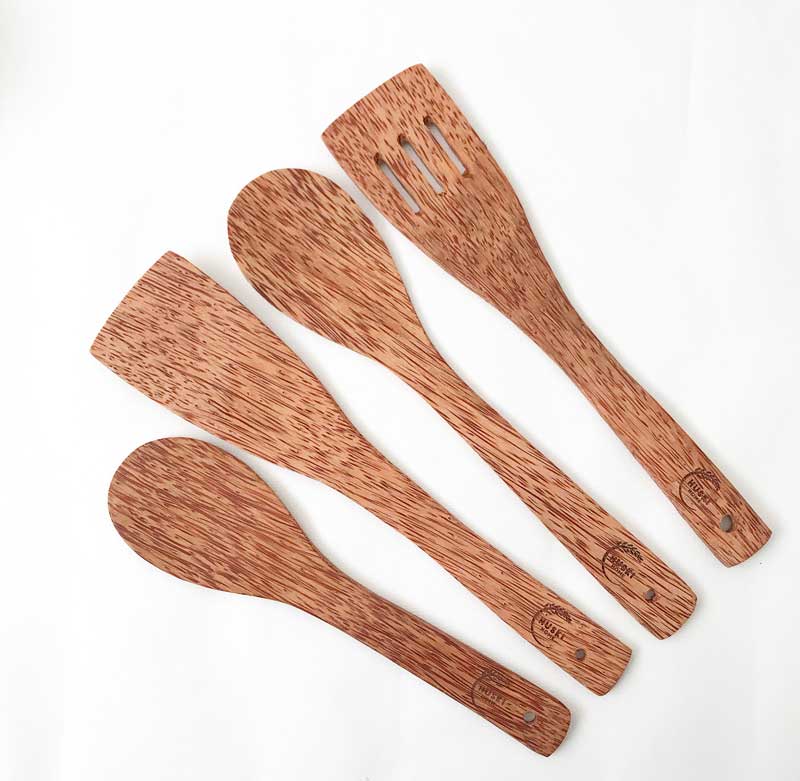 Huski Home set of 4 coconut wood cooking utensils - Huski Home is a family run eco-conscious business in London
